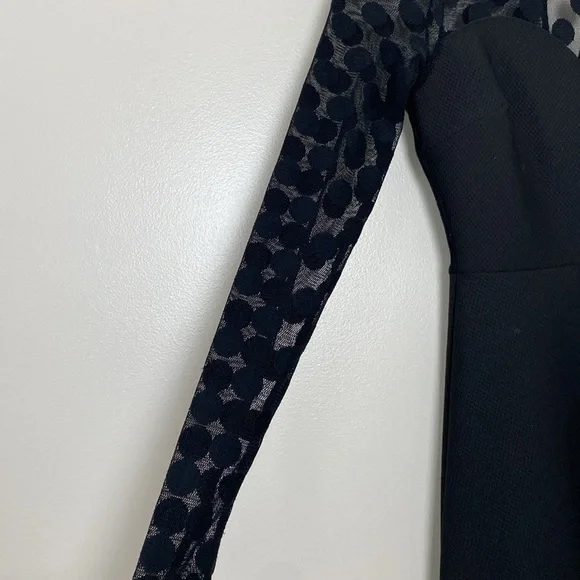 Lulus In Hot Dot-ter Long Sleeve Black Dress - Picture 5 of 11